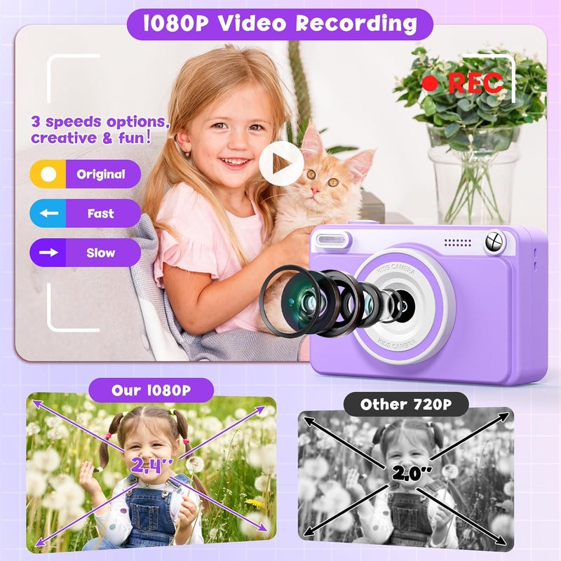 GREENKINDER Kids Instant Camera Gifts Toys - Mini Print Photo Paper Digital Cameras for 3 4 5 6 7 8 9 10 11 12 Year Old Girls Boys - Kid Christmas Birthday Gift Toy Age 3-5 5-7 7-8 8-10 10-12 Years Girl Boy - Image 4